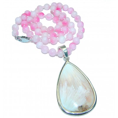 Freedom Genuine Pink Opal .925 Sterling Silver brilliantly handcrafted necklace