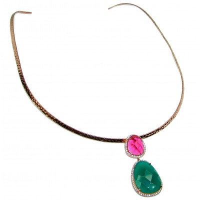 Francesca authentic Emerald Ruby 14K Gold over .925 Sterling Silver handcrafted necklace