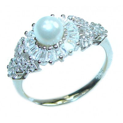 Pearl .925 Sterling Silver brilliantly handcrafted ring s. 6 3/4