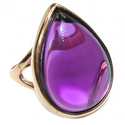 Spectacular Amethyst 14K Gold over .925 Sterling Silver Handcrafted Large Ring size 8 3/4