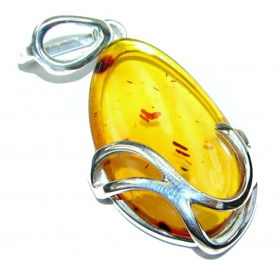 Prehistoric Baltic Polish Amber .925 Sterling Silver handcrafted