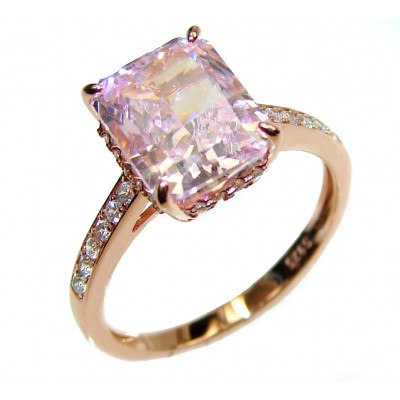 Pastel Dream 6.2 carat Pink Sapphire 14K Gold over .925 Sterling Silver handcrafted ring; s. 7