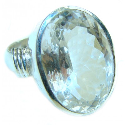 Large White Topaz .925 Sterling Silver handcrafted ring size 6