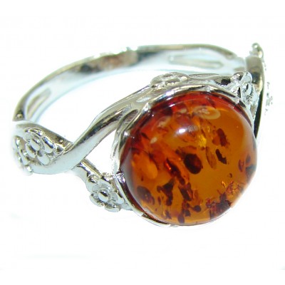 Authentic Baltic Amber .925 Sterling Silver handcrafted ring; s. 7 1/2