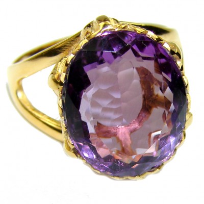 Spectacular 6.5 carat Amethyst 18K Gold over .925 Sterling Silver Handcrafted Ring size 7