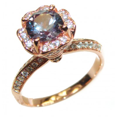 Round Mystic Topaz Halo Ring with White Topaz Accents in Rose Gold over Sterling Silver size 6 1/4