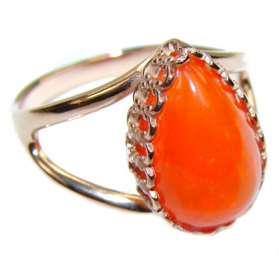 Sun energy Mexican Opal 18K Rose Gold over .925 Sterling Silver handcrafted Ring size 7