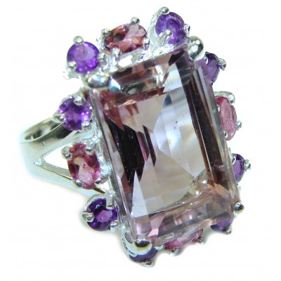 Spectacular 12.5 carat Amethyst 14K Gold over .925 Sterling Silver Handcrafted Ring size 9