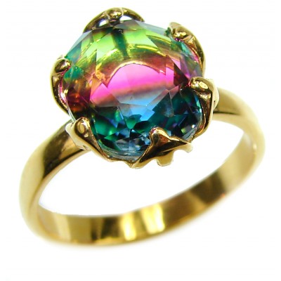 Brazilian Tourmaline 18K Gold over .925 Sterling Silver Perfectly handcrafted Ring s. 9