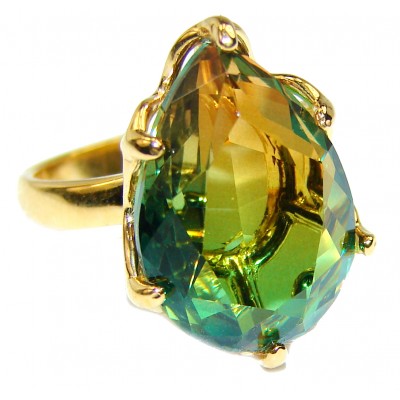 Green Moissanite 18K Gold over .925 Sterling Silver Perfectly handcrafted Ring s. 6