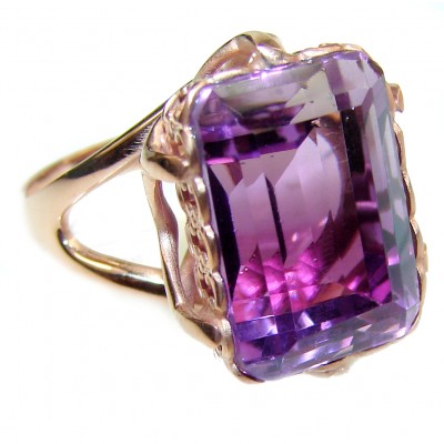 9.5 carat Amethyst 18K Gold over .925 Sterling Silver Handcrafted Ring size 8