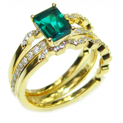 Spectacular Emerald 14K Gold over .925 Sterling Silver Stack up ring; s.7 1/4