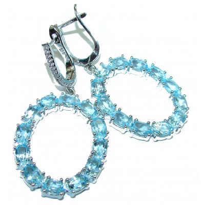 Drops of Rain genuine Swiss Blue Topaz .925 Sterling Silver handcrafted earrings