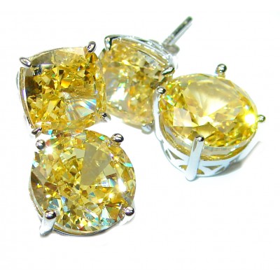 10.5 carat Yellow Sapphire 14K Gold over .925 Sterling Silver handcrafted earrings