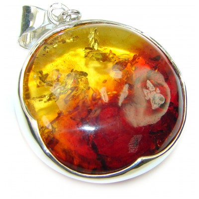 Prehistoric Golden Baltic Polish Amber .925 Sterling Silver handcrafted