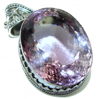 Cosmic Best quality 58.9 grams Oval cut Genuine Pink Amethyst .925 Sterling Silver handcrafted pendant