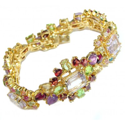 Bella Authentic Pink Amethyst 18K Gold over .925 Sterling Silver handcrafted Bracelet