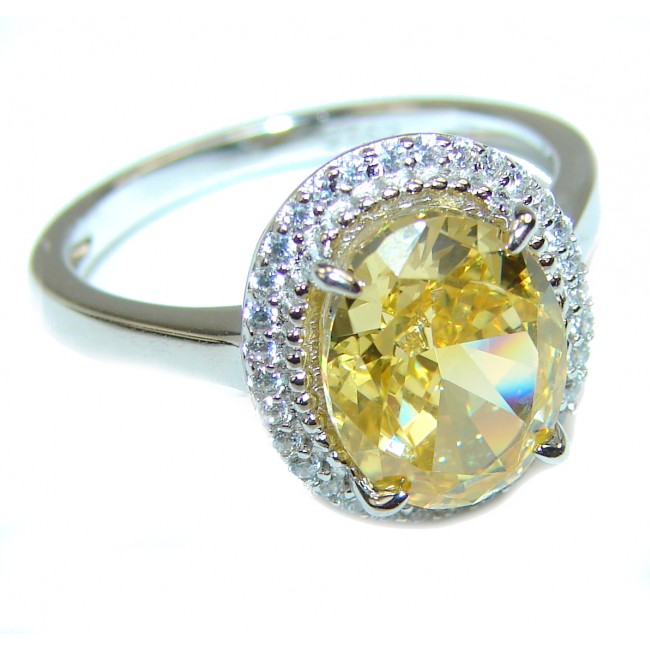 Vivit Yellow Sapphire 14K Gold over .925 Sterling Silver handcrafted ring; s. 7