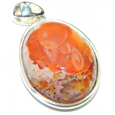 Bonfire Night Natural Mexican Fire Opal .925 Sterling Silver handmade Pendant