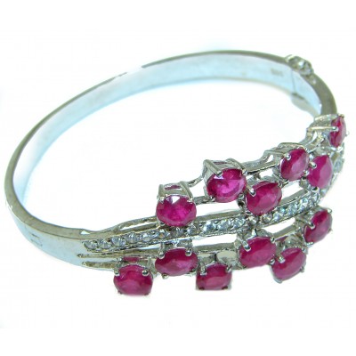 Victorian Style Natural Ruby and White Sapphire Sterling Silver Bracelet