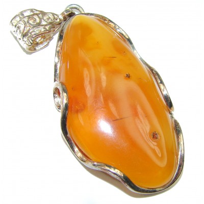 Prehistoric Golden Baltic Polish Amber .925 Sterling Silver handcrafted