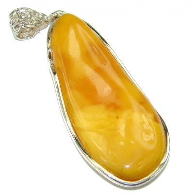 Prehistoric Golden Butterscotch Baltic Polish Amber .925 Sterling Silver handcrafted pendant