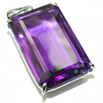 Purple Design Baguette cut 48.5 carat Amethyst .925 Sterling Silver handcrafted Pendant