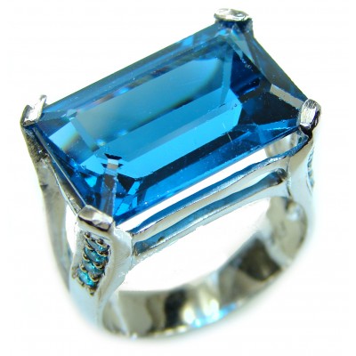 Magic Perfection London Blue Topaz .925 Sterling Silver Ring size 7