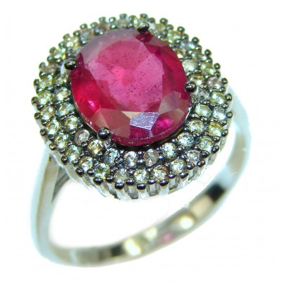 Fancy Authentic Ruby MULTICOLOR Sapphire .925 Sterling Silver Ring size 7