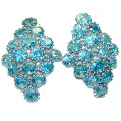 Camille Spectacular Swiss Blue Topaz .925 Sterling Silver handcrafted earrings