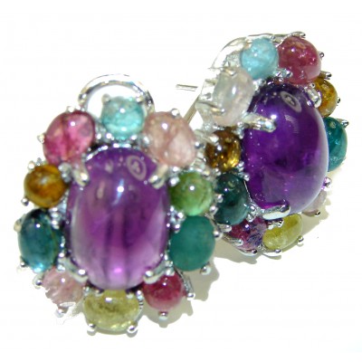 Amazing authentic Amethyst Tourmaline .925 Sterling Silver earrings