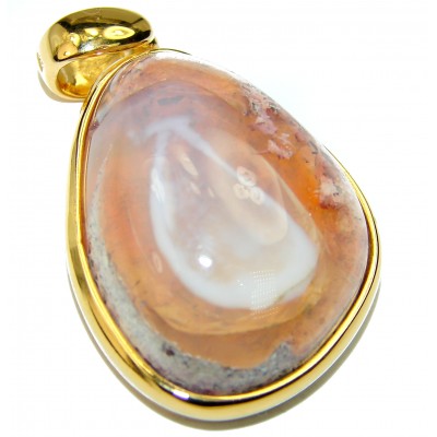 Magical Passage Natural Mexican Fire Opal 14K Gold over .925 Sterling Silver handmade Pendant