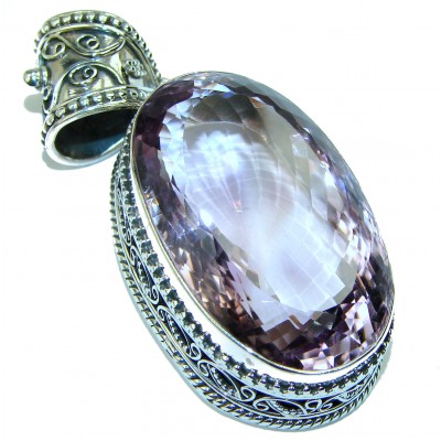 Vintage Design 30.2 carat Pink Amethyst .925 Sterling Silver handcrafted Pendant