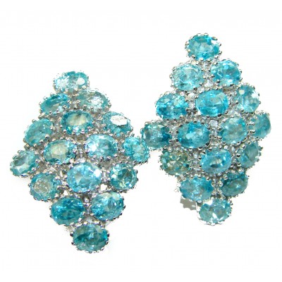 Camille Spectacular Aquanarine .925 Sterling Silver handcrafted earrings
