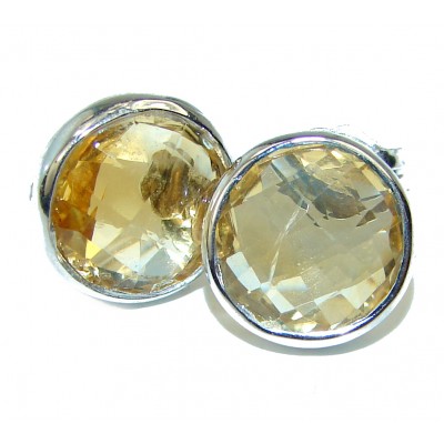 Incredible quality Authentic Citrine 11mm .925 Sterling Silver handmade earrings