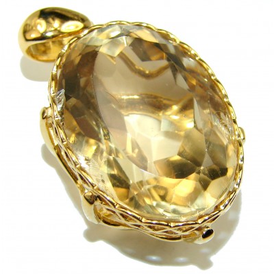 Authentic Golden Lemon Quartz 18K Gold over .925 Sterling Silver handmade Pendant