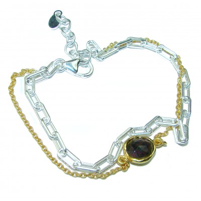Black Opal 2 tones .925 Sterling Silver handcrafted Bracelet