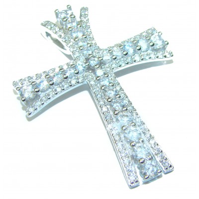 White Topaz Cross .925 Sterling Silver perfectly handcrafted pendant