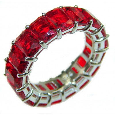 My Love Red Topaz .925 Sterling Silver Eternity Ring size 6