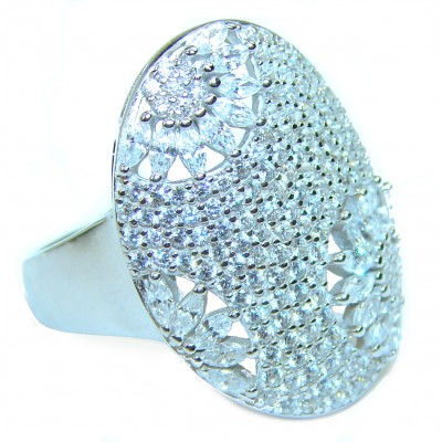 Large White Topaz .925 Sterling Silver handcrafted ring size 8 1/2