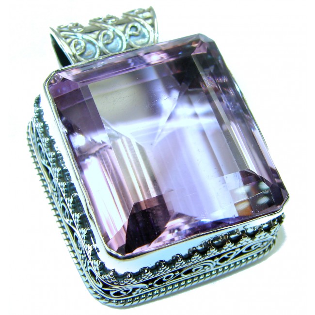Purple Design Baguette cut 55.5 carat Amethyst .925 Sterling Silver handcrafted Pendant