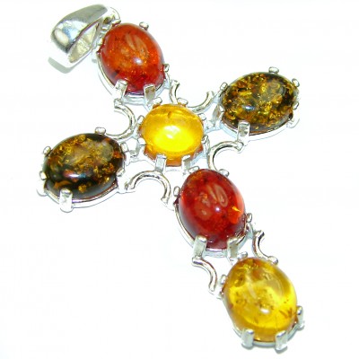 Always In My Heart Baltic Polish Amber Sterling Silver Pendant / Cross