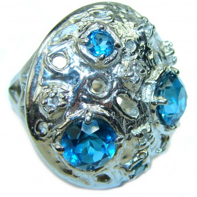 SOUTHERN STAR London Blue Topaz Sapphire .925 Sterling Silver handmade ring size 6 3/4
