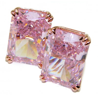 Princess Charm Pink Topaz 14K Rose Gold over .925 Sterling Silver handcrafted earrings