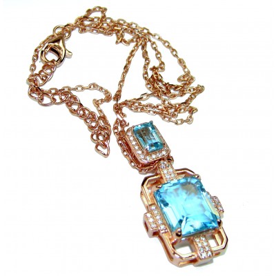 Emily Swiss Blue Topaz 14K Rose Gold over .925 Sterling Silver handcrafted necklace
