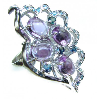 Lavish Lavender authentic Amethyst .925 Sterling Silver Statement handcrafted Ring size 8
