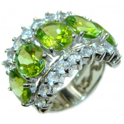 Authentic Peridot .925 Sterling Silver Large Ring size 7 1/2