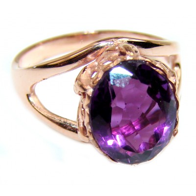 Spectacular 7.5 carat Amethyst 18K Gold over .925 Sterling Silver Handcrafted Ring size 6