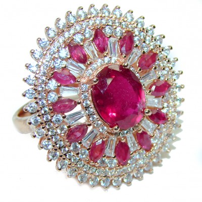 Exceptional Quality Authentic Kasmir Ruby 18K Rose Gold over .925 Sterling Silver Ring size 9 3/4