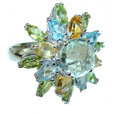 Blue Blast Style authentic Aquamarine .925 Sterling Silver Handcrafted Ring size 7 1/2